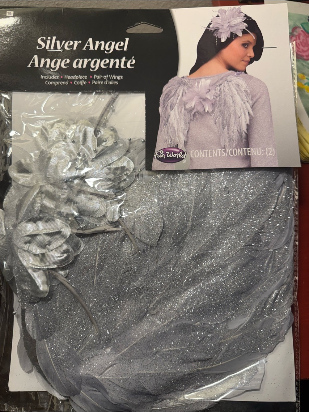 New sealed Fun World Silver Angel wings and headpiece Halloween Costume